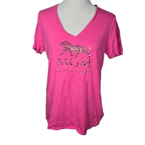 MGM Resorts MGM National Harbor 2XL Pink Cotton V-Neck T-Shirt